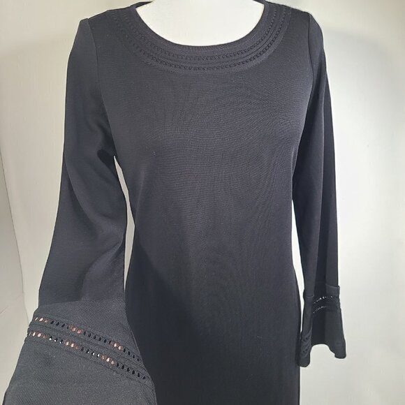 𝅺EXCLUSIVELY Misook Black Long Bell Sleeve Maxi Dress Stretch - Picture 4 of 7